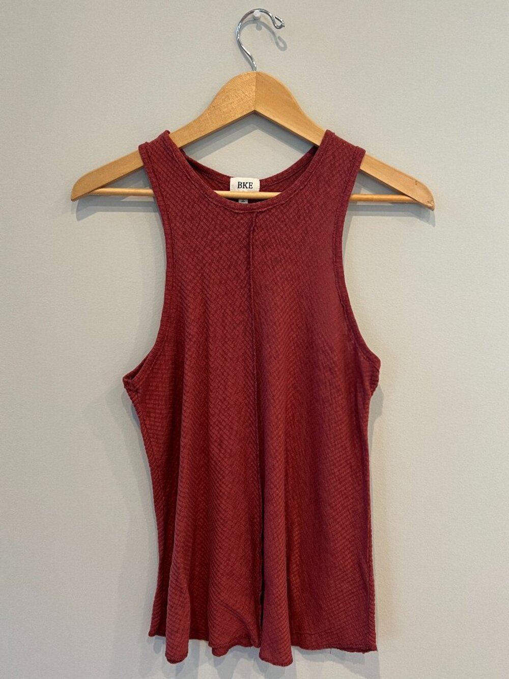 BKE Boho Ribbed Seam Detail Knit Tank Top – Mauve – Size L